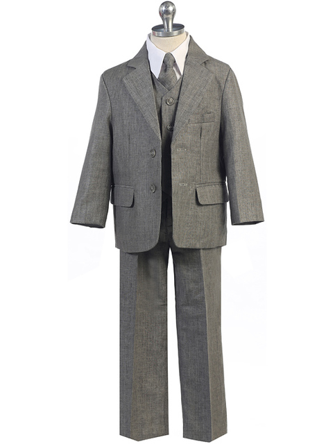 Boys Linen Suit, Charcoal, CS15