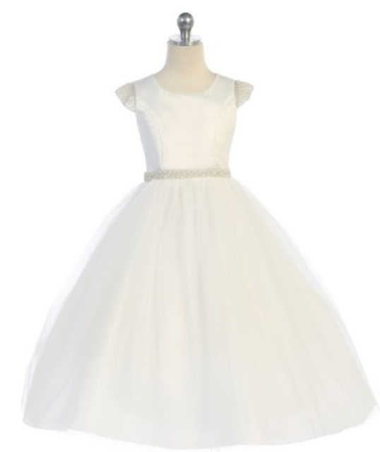 Pearl Accented Flower Girl Dress J391