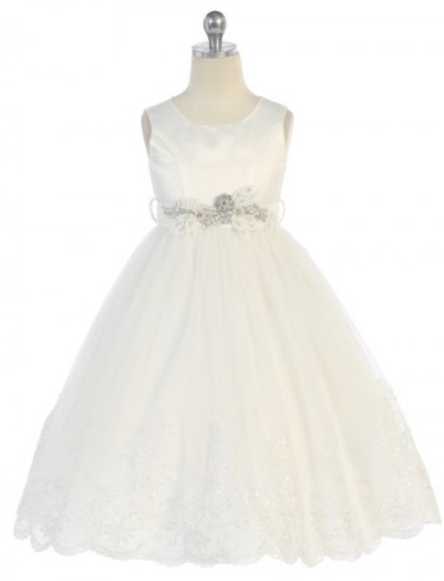 Embroidered Flower Girl Dress J370