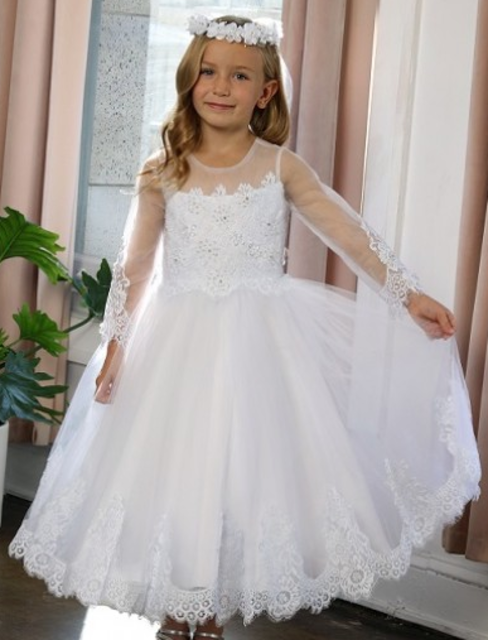 White Communion Dress J619