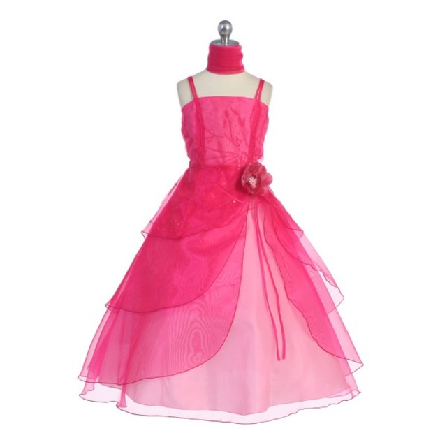 Beaded Fuchsia Child Pageant Gown, J799