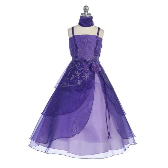 Beaded Purple Child Formal Gown, J799