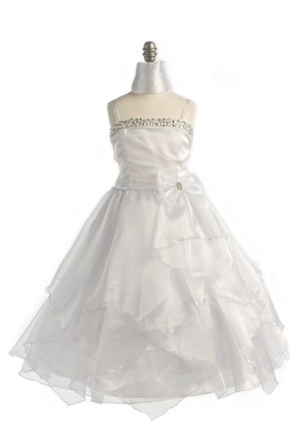 White Multi Tiered Child Formal Gown, J999