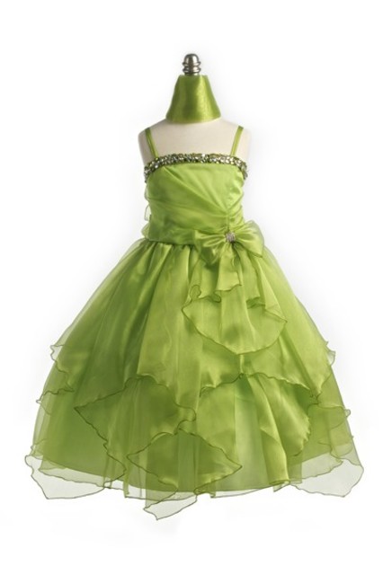 Lime Child Beaded Pageant Gown, J999