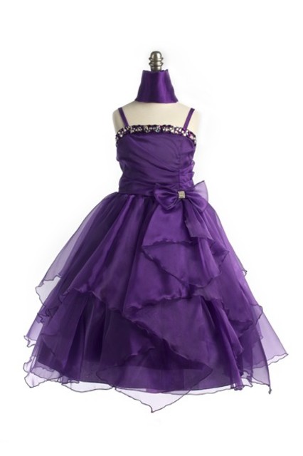 Child Beaded Chiffon Gown, J999 Purple