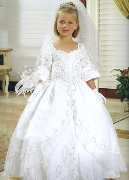 3/4 Sleeve Beaded Holy Communion Gown, MB806