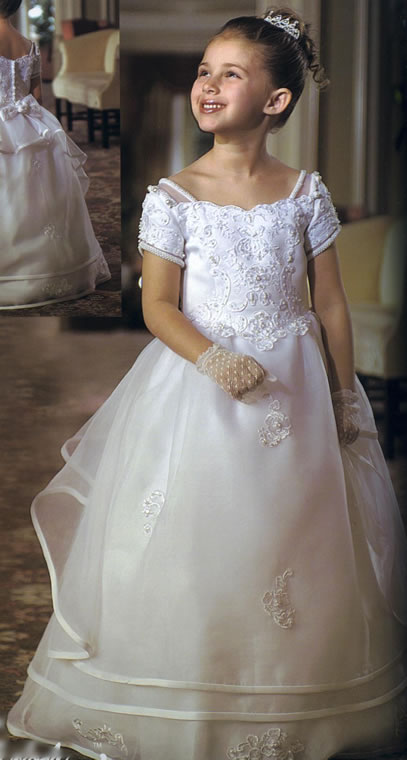 Mutli-Tiered Pearl & Beaded Child Gown, MB211