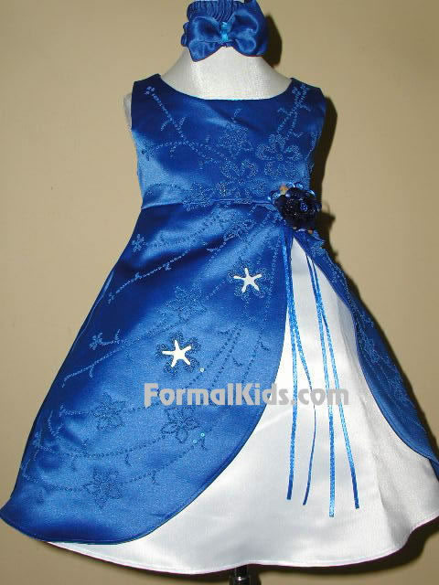 Satin Star Burst Infant Dress, KL28, Royal