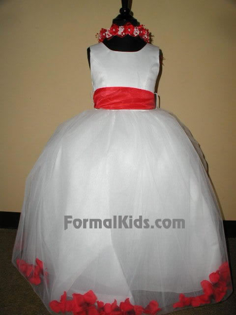 Tulle Flower Petal Dress w/Sash, J2100