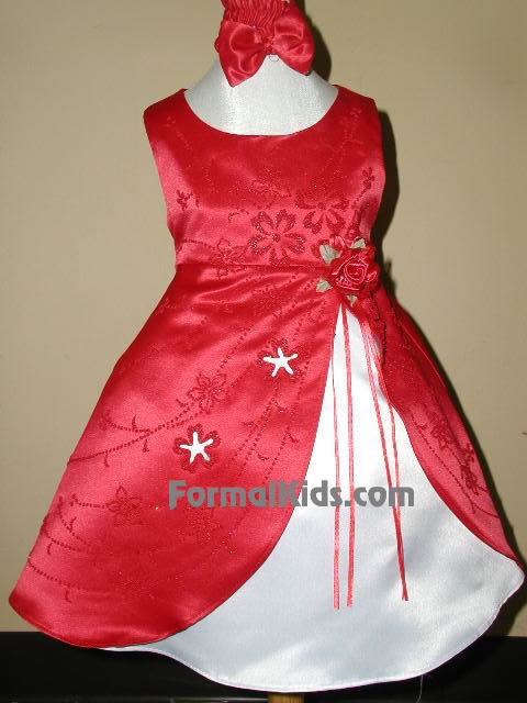 Satin A-line Infant Formal, KL28, Red