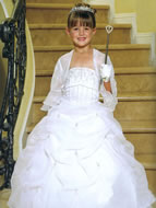 Beaded Satin & Organza Pickup Gown, MB801