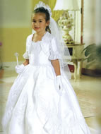 Lace Accented Tiered Skirt Communion Dress, MB804